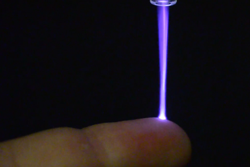 Finger touching cold plasma