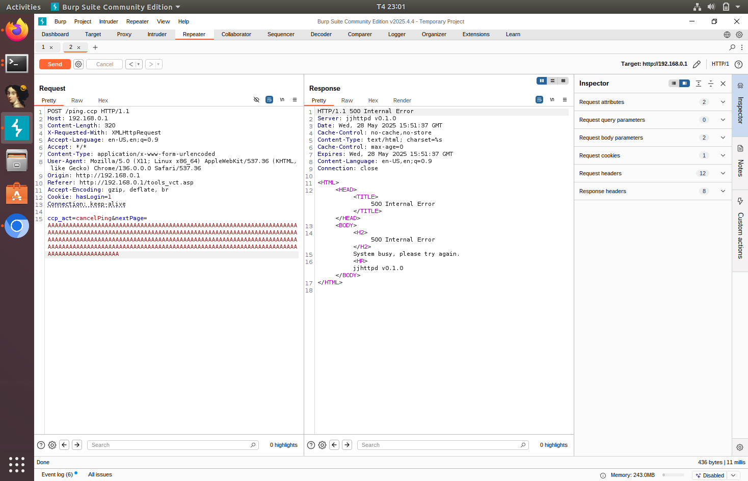 cancelPing overflow test