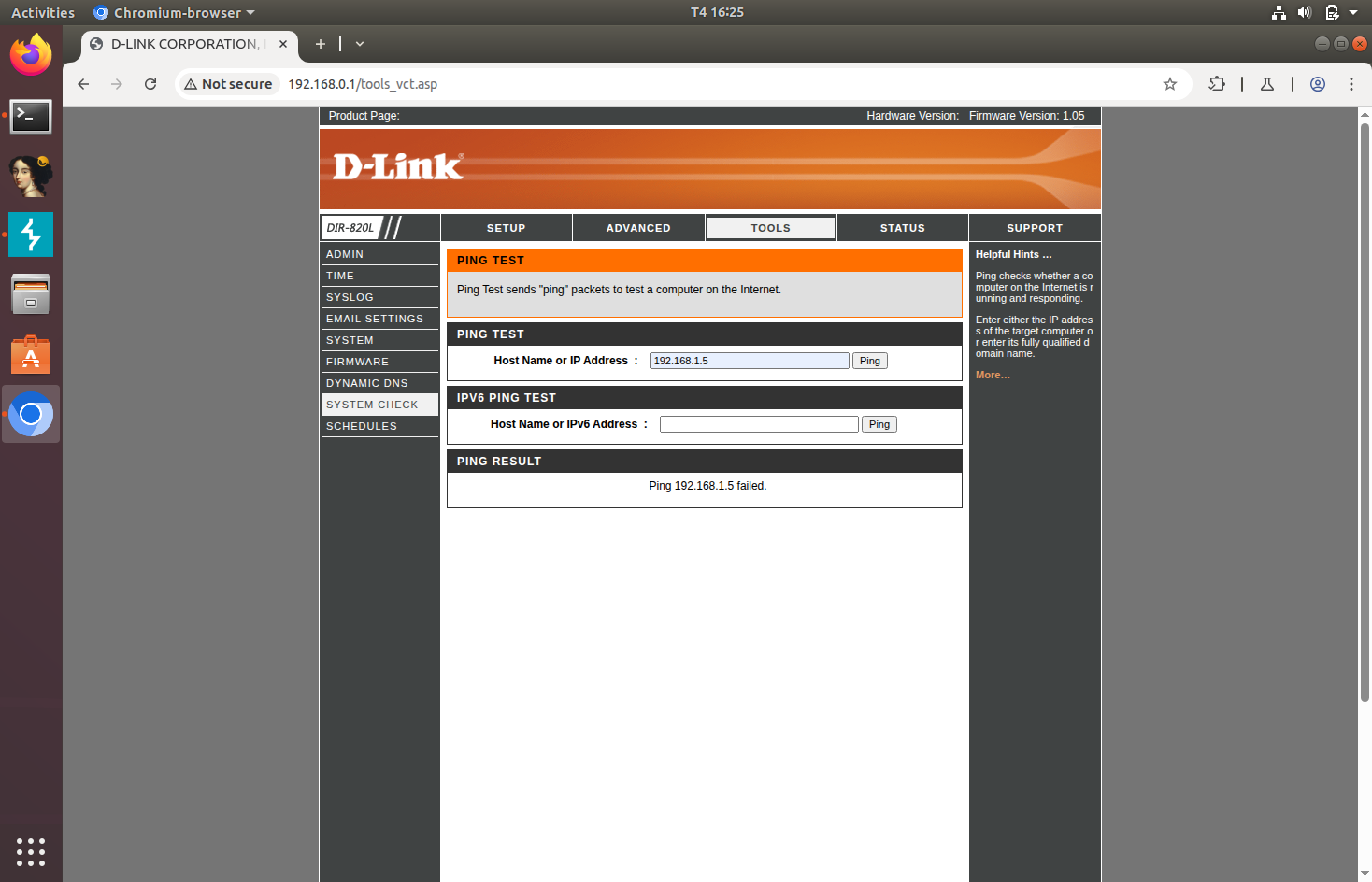 ping check screen