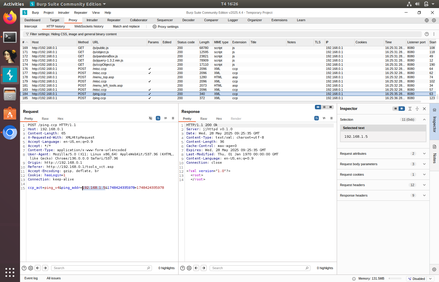 ping check request in burp suite