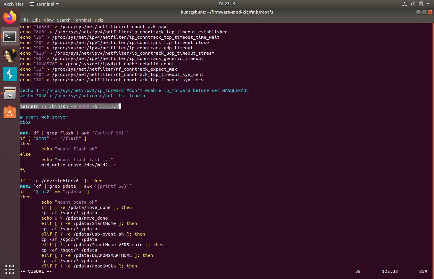 rcS modification with telnet