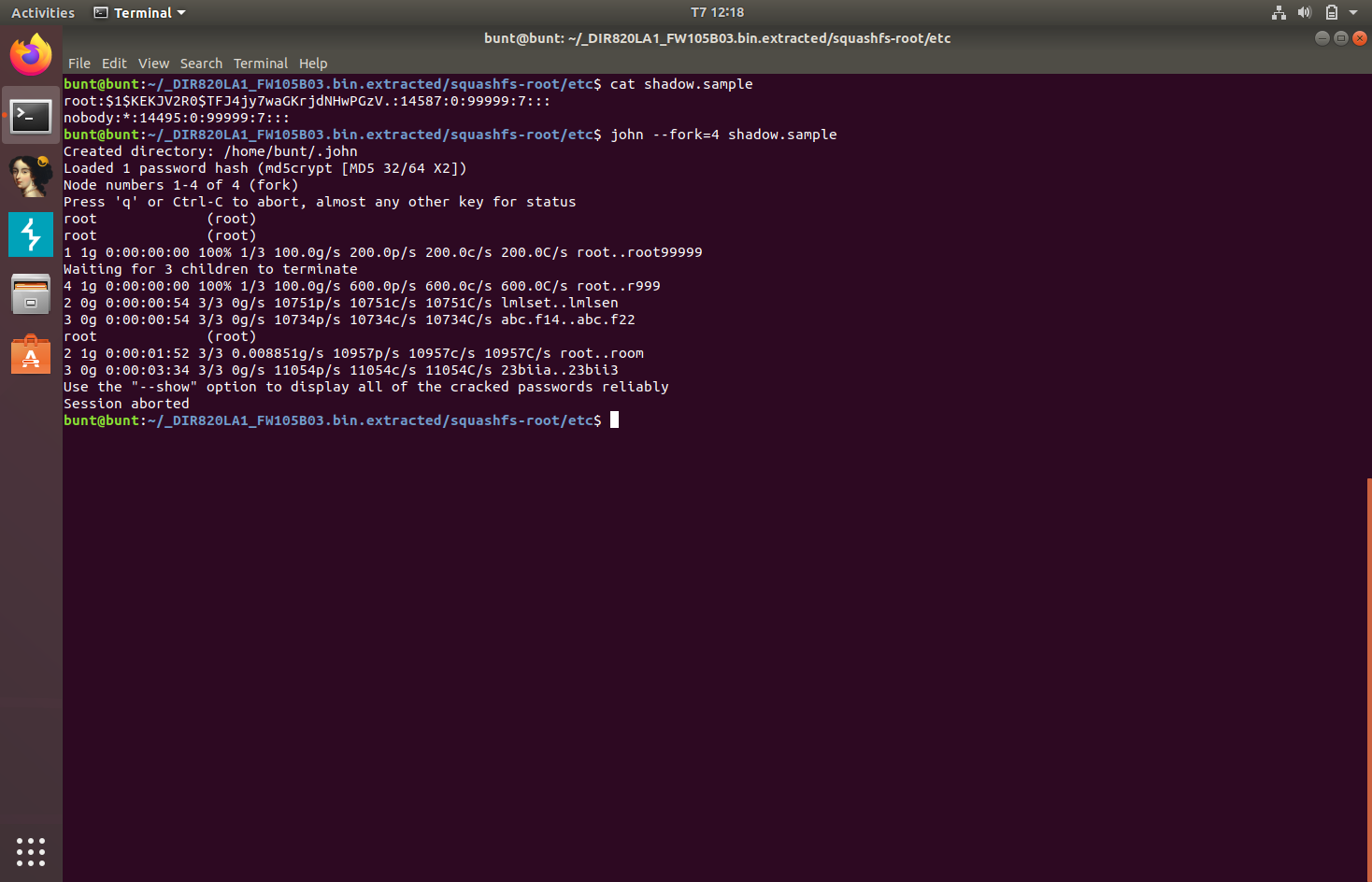 Cracked root password