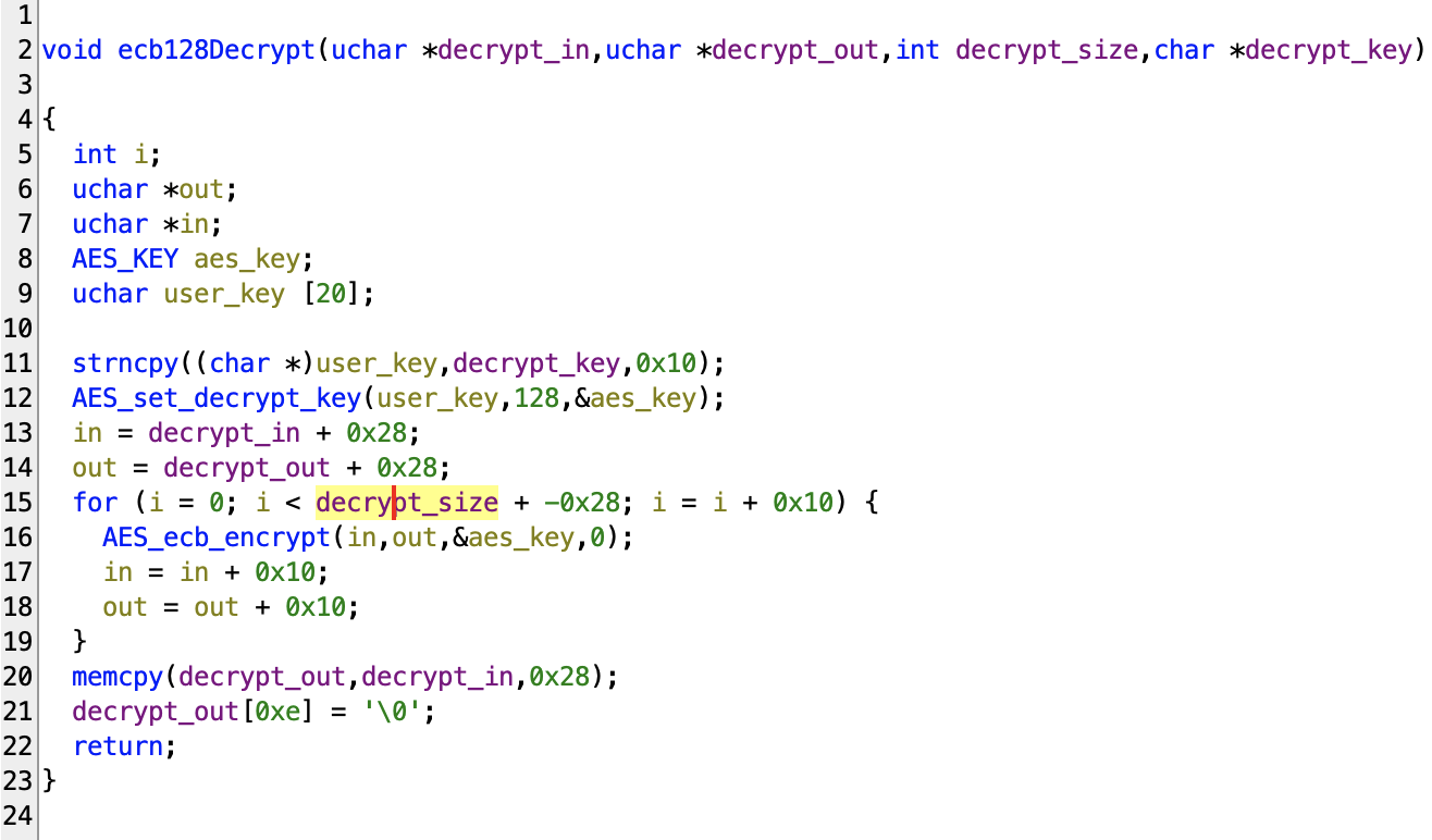 NPort firmware ecb128Decrypt function renamed