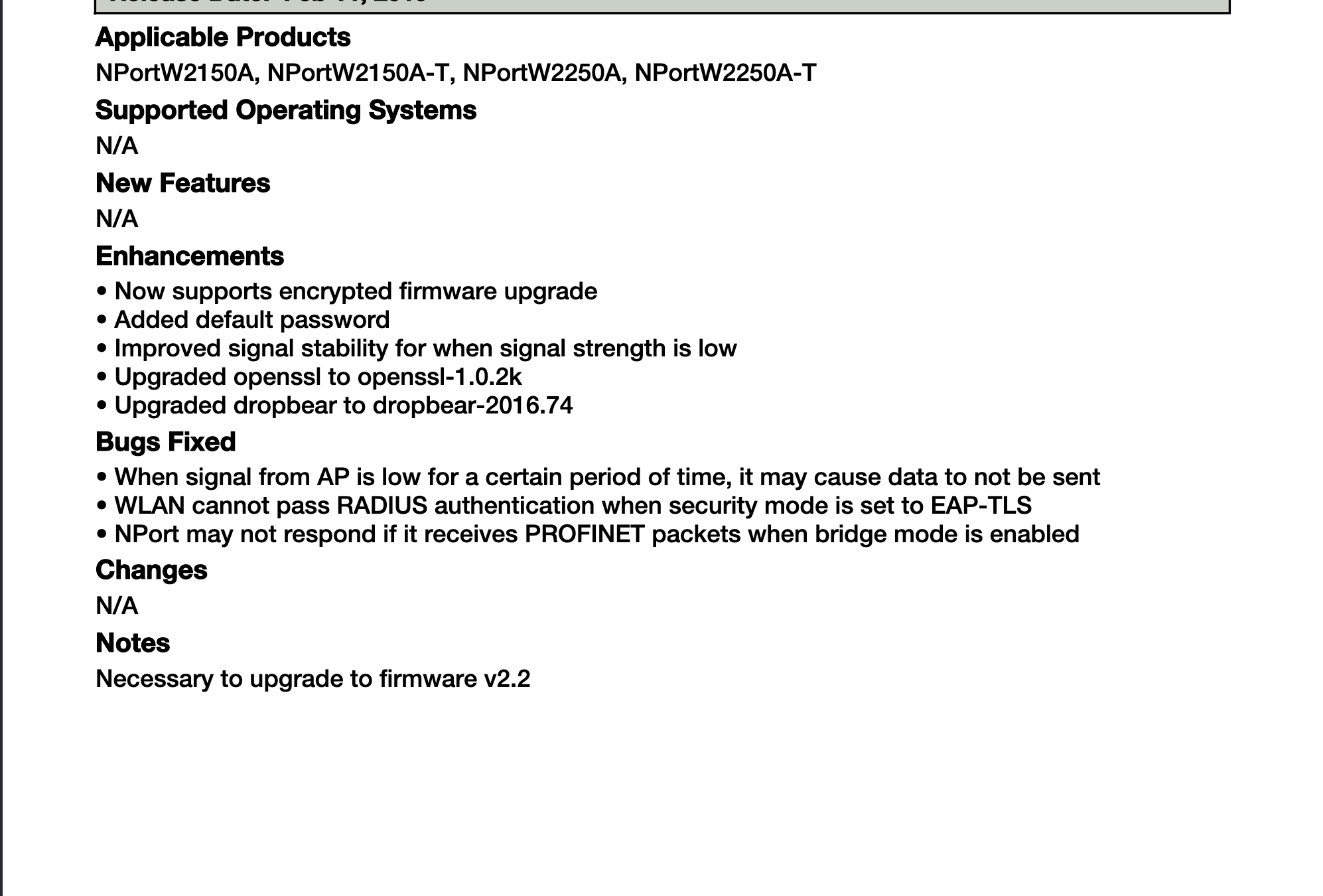 NPort firmware version 1.11 release note